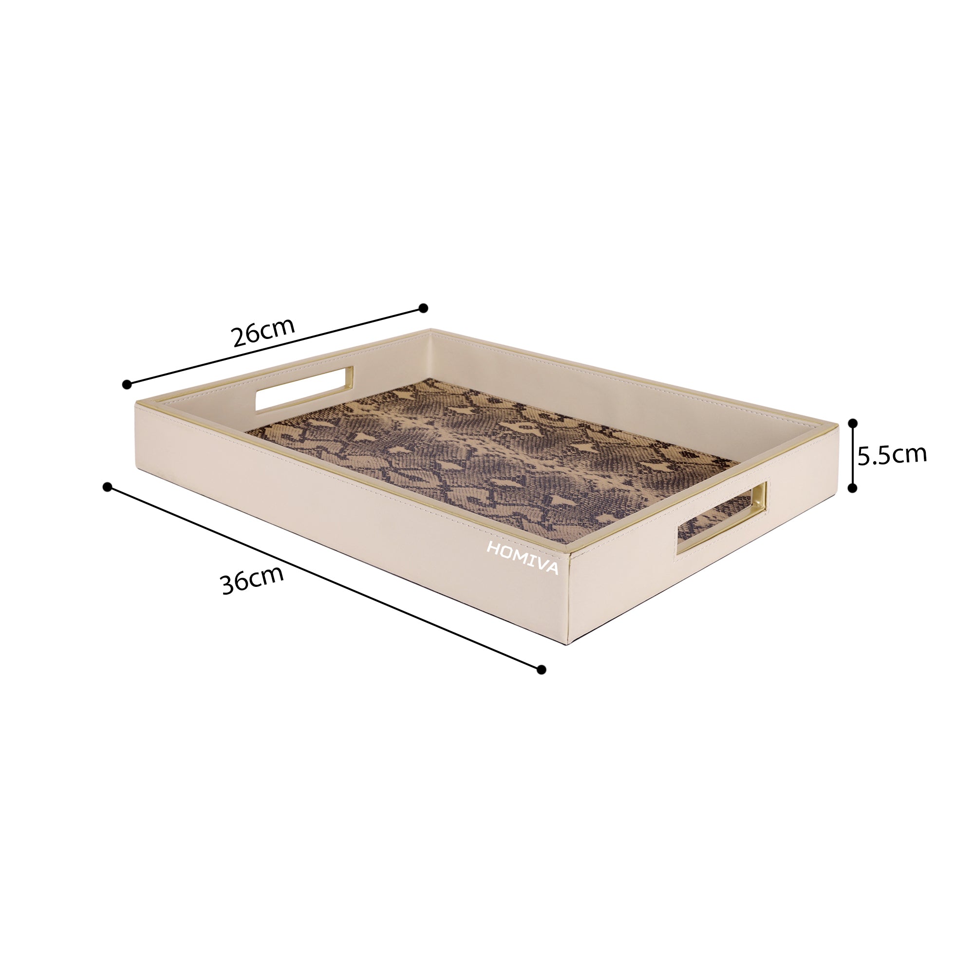 HOMIVA Premium Pink Faux Leatherette Serving tray Small (36cm x 26cm x 5.5cm) - Pink