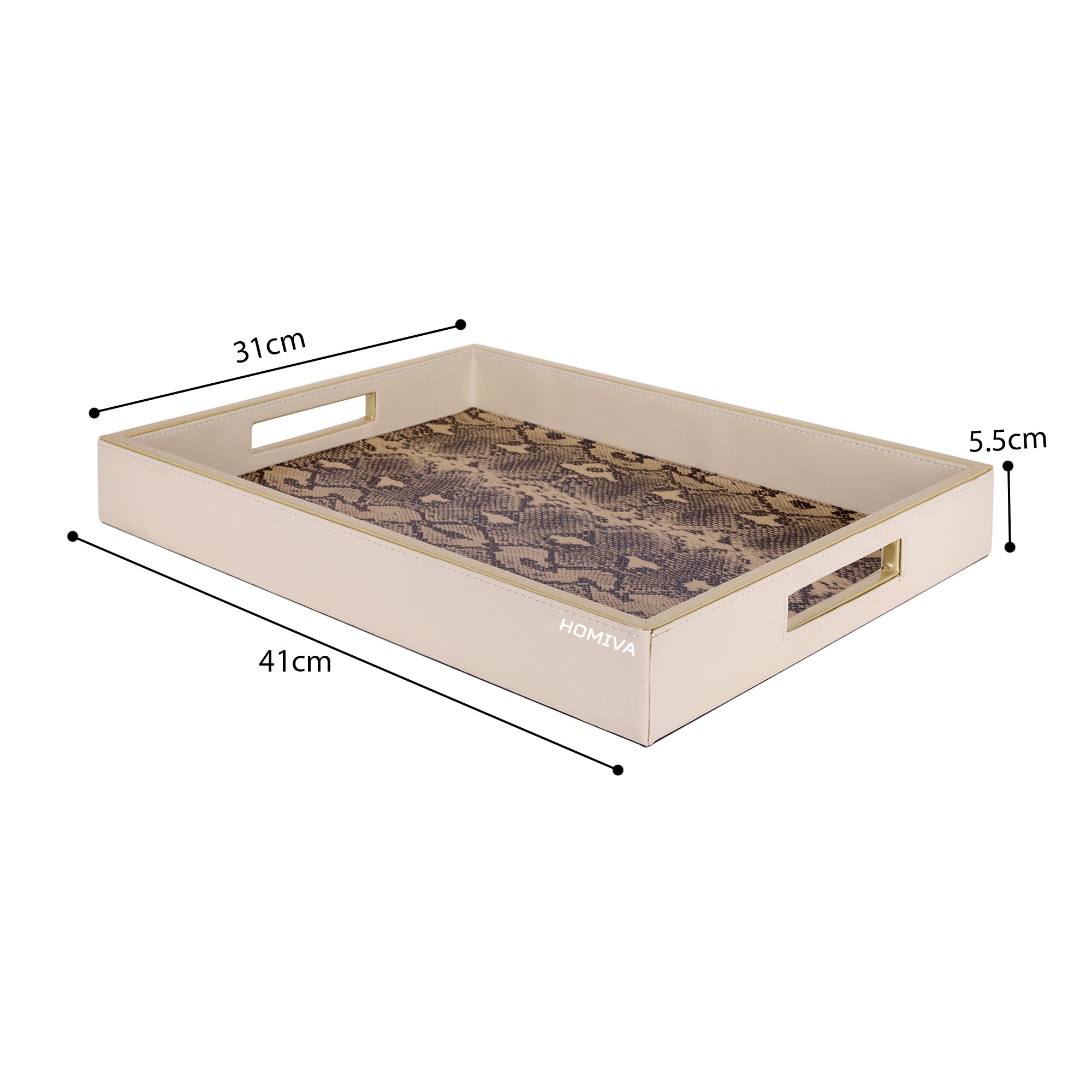 HOMIVA Premium Pink Faux Leatherette Serving tray Large (41cm x 31cm x 5.5cm) - Pink