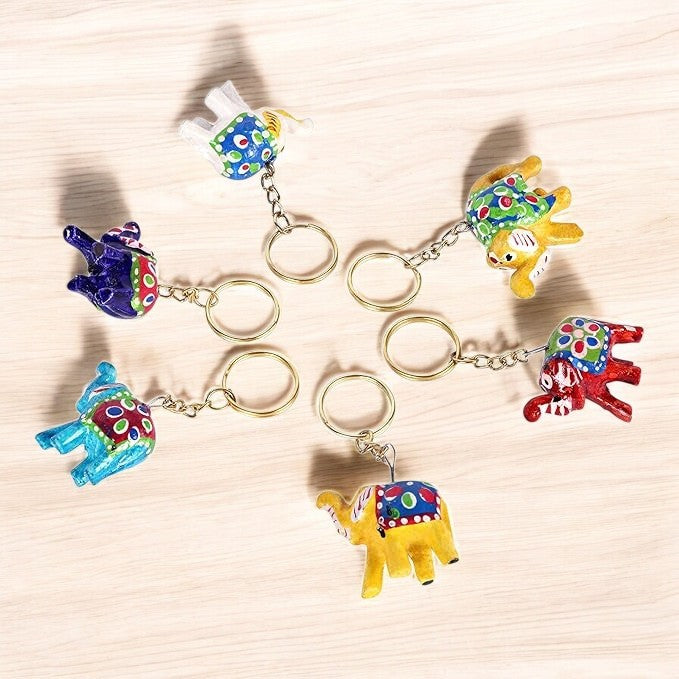 Rajasthani Handicraft Keychains - Beautiful and Vibrant Colors (Set of 6)