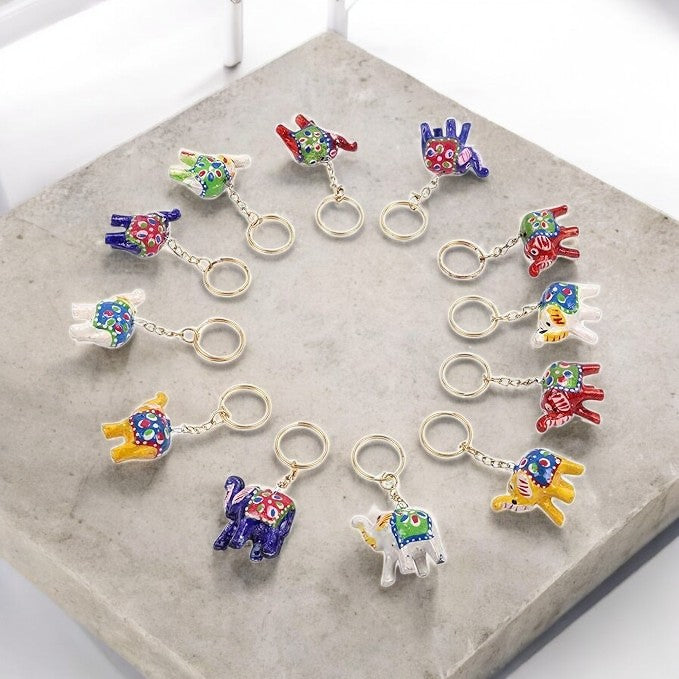 Rajasthani Handicraft Keychains - Beautiful and Vibrant Colors (Set of 12)