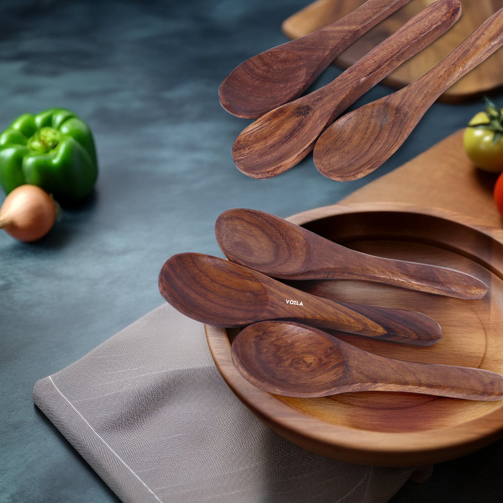 HOMIVA Wooden Neem Spoon, Non-Toxic Kitchen Utensil for Cooking, Natural, Anti-Bacterial Wooden Spoon