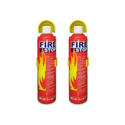 VOILA Fire Stop, Portable & Easy to Use Aluminum 500 ml Fire Extinguisher Spray with Stand for Car, Bus, Truck, Cab, Auto, Home & Kitchen etc (Pack of 2)