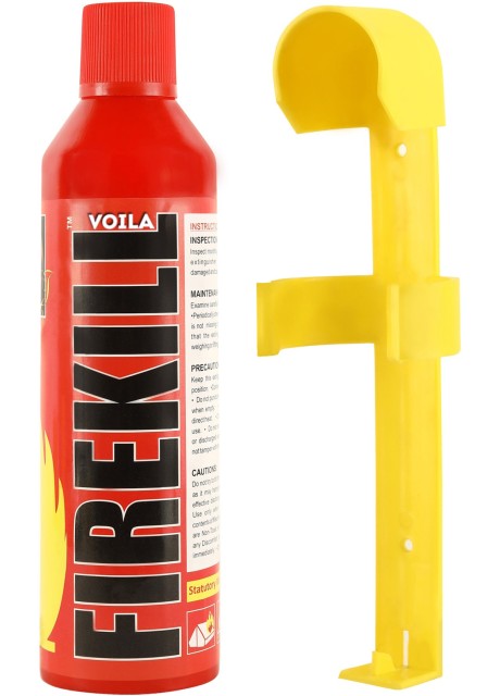 VOILA Fire Kill, Portable & Easy to Use, Made in India, refillable in Aluminum container, 500 ml Fire Extinguisher Spray with Stand for Car, Bus, Truck, Cab, Auto, Home & Kitchen etc
