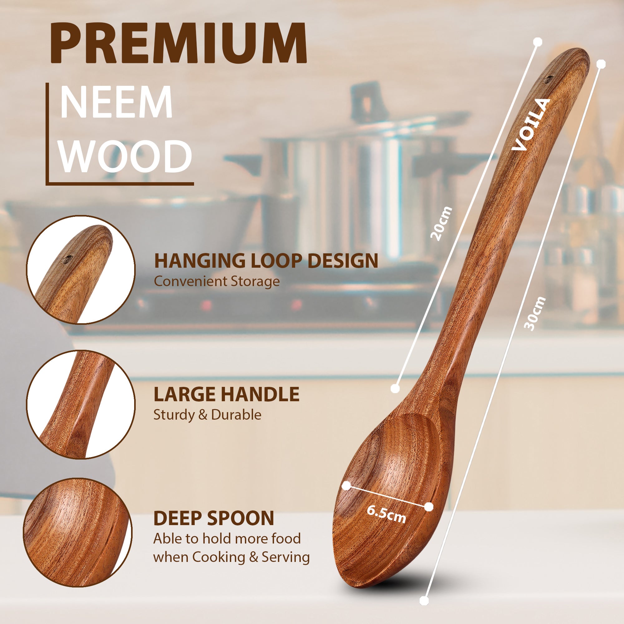 Neem Wood Spatula ,Naturally Antibacterial & Non-Stick Safe for a Sustainable Kitchen