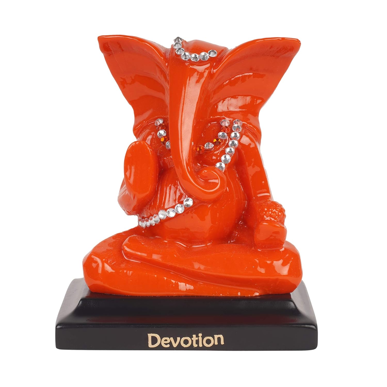 Lord Shree Ganesh Ji Orange Idol || God Statue for Car Dashboard, Mandir and Office table