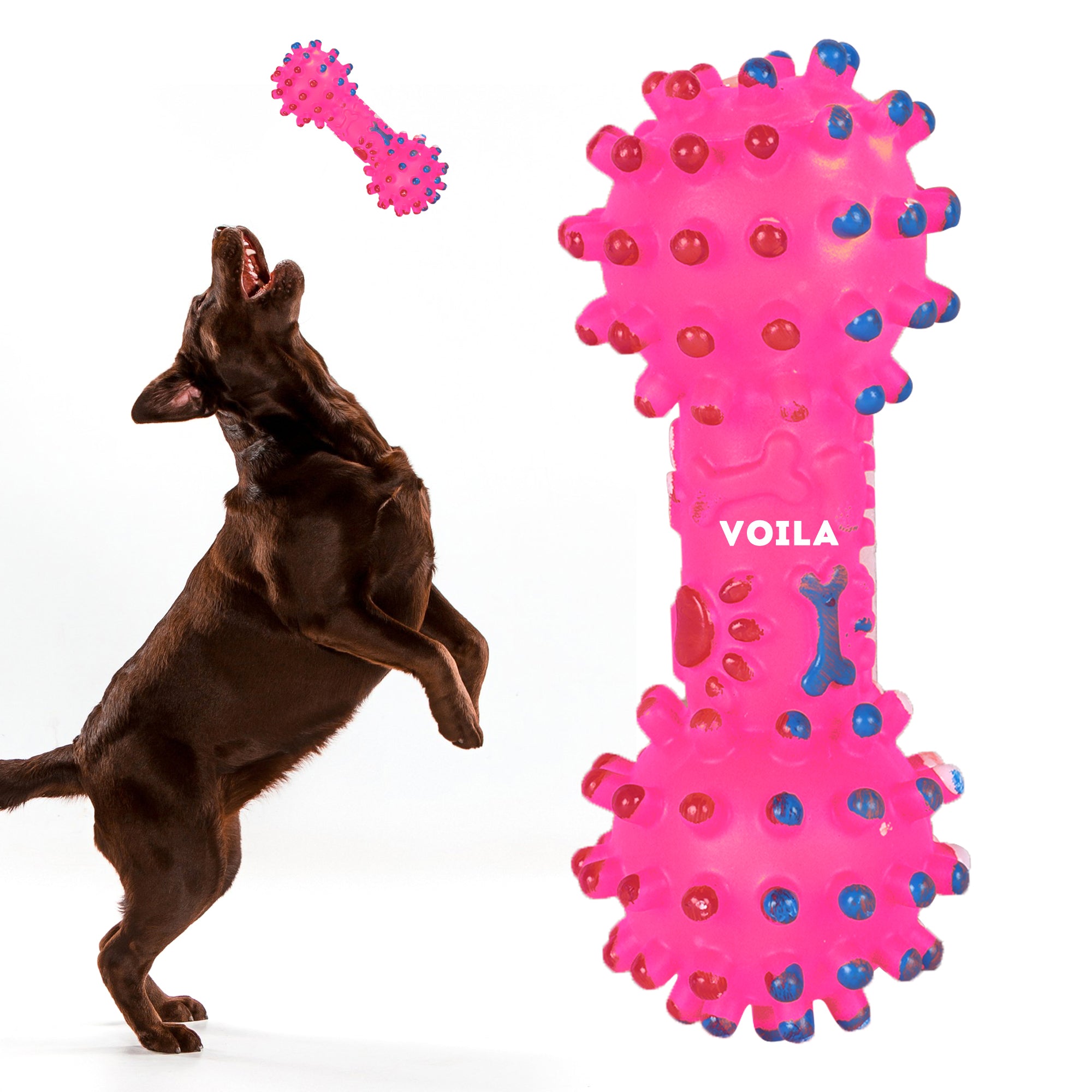 Pink Pet Dumbbell Interactive Toy for Dogs || For Small, Medium & Large Dogs