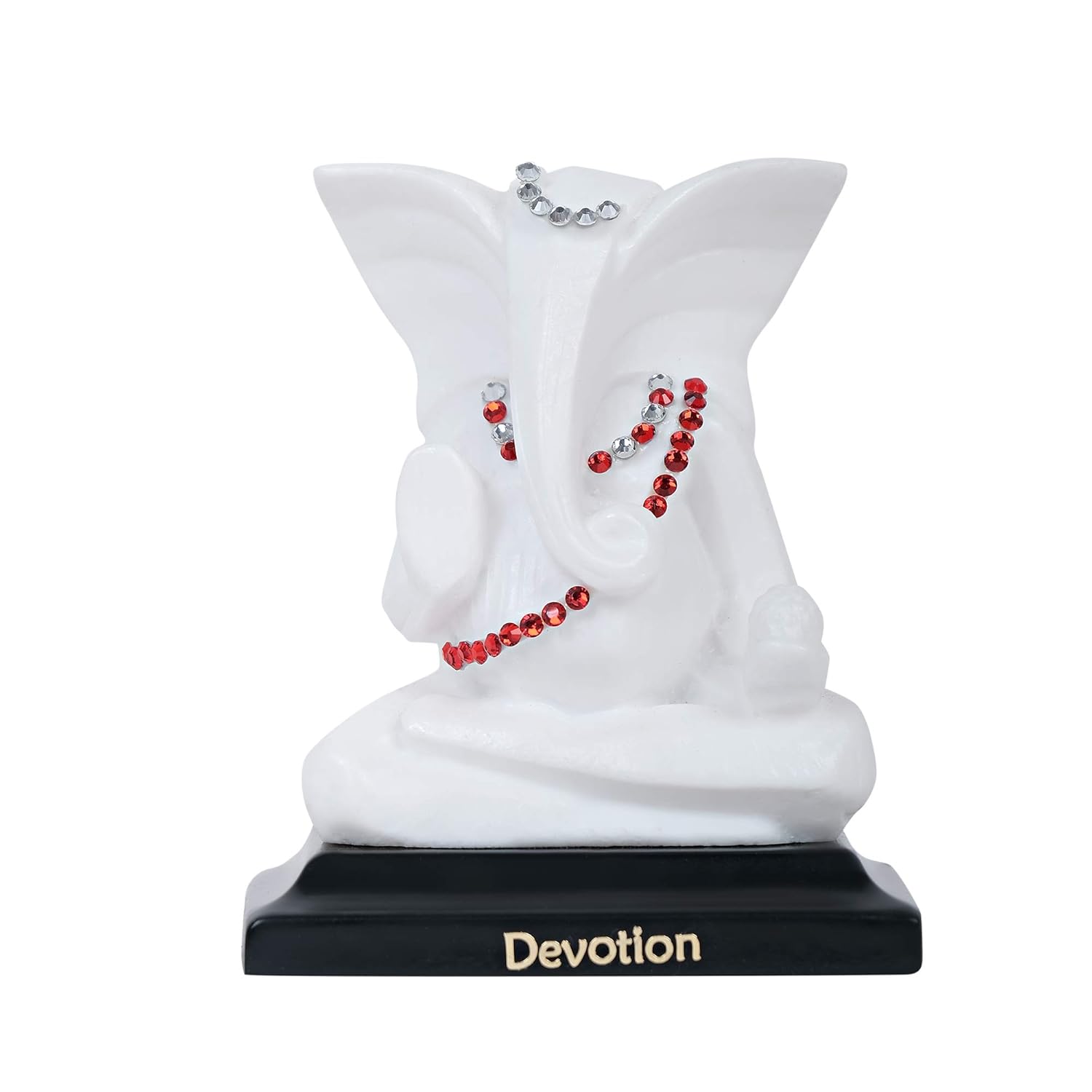 Lord Shree Ganesh Ji Idol || God Statue for Car Dashboard, Mandir and Office table with Poly Marble (White)