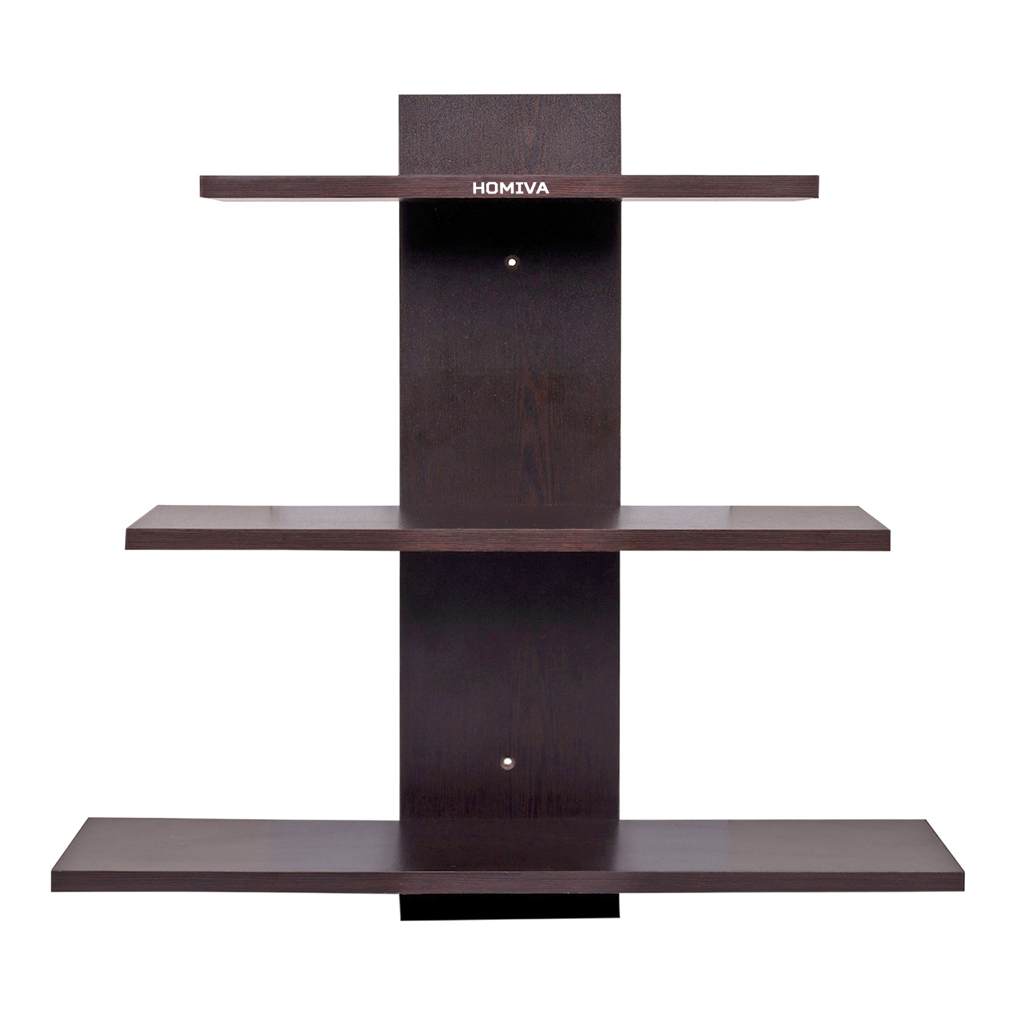 HOMIVA DIY Wall Mounted Wooden Shelf – 3 Tier Floating Display Rack - Brown