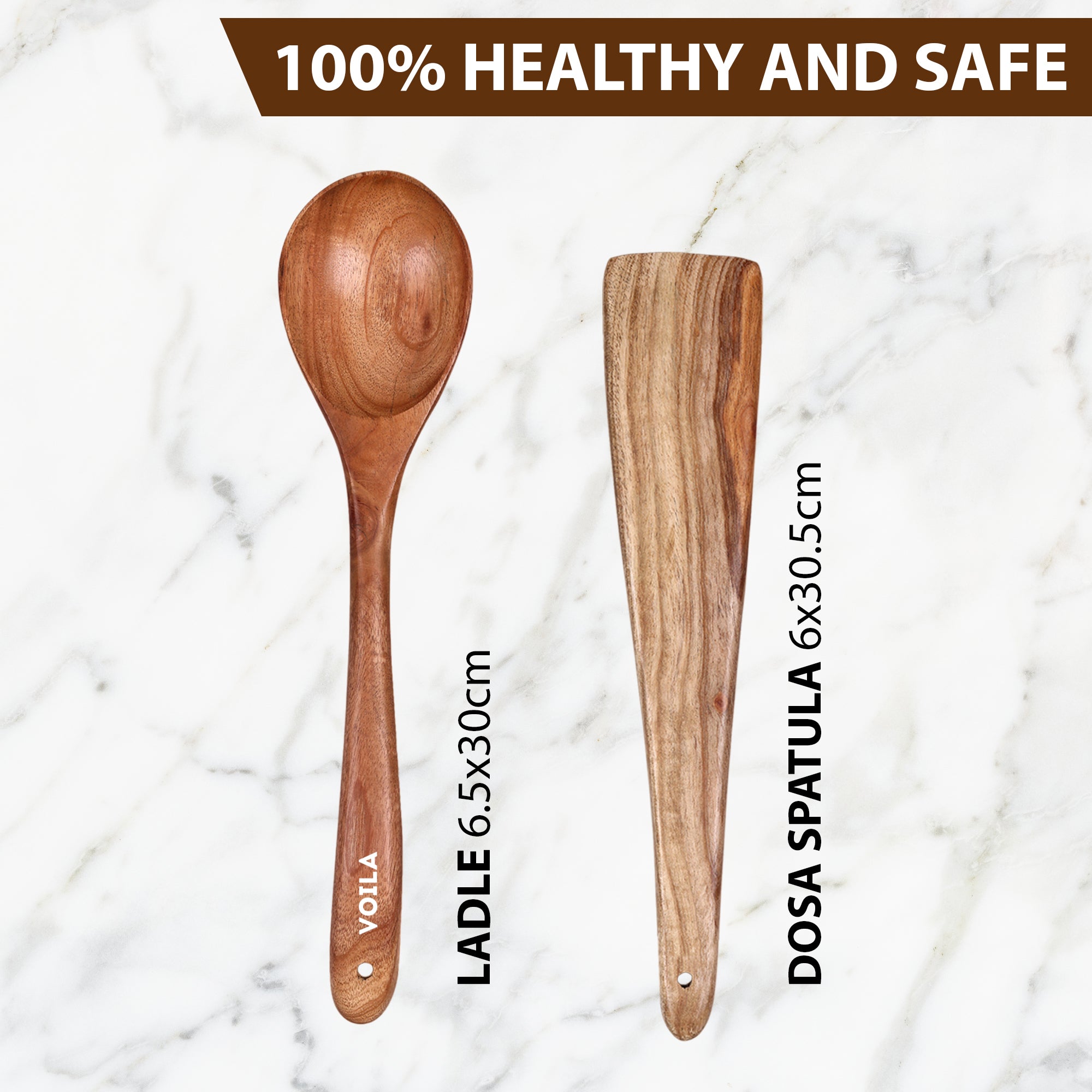 2-Piece Neem Wood Spatula Set – & Non-Stick Safe Cooking Utensils for a Healthy Kitchen( Fish Spatula & Wooden Spoon Spatula)"