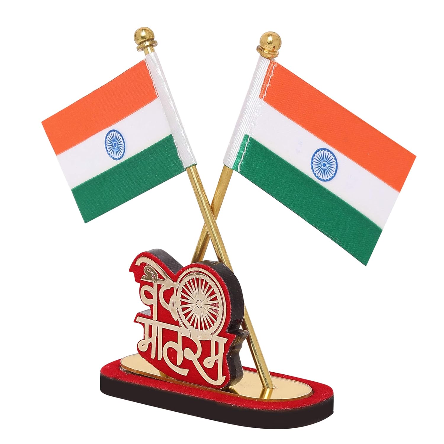 Indian Flag for Vehicle(Auto,Car,Bus,Truck)Car Dashboard and Office Cross National Flag with Vande Mataram Logo