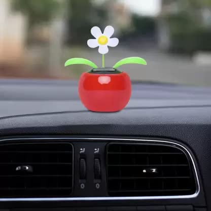 Solar Dancing Flower Plant | Car Dashboard Accessories (Red)