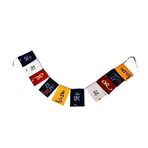 Hanging Tibetan Buddhist Prayer Cotton Flags for Car Motorbike and Home ( Pack of 9)