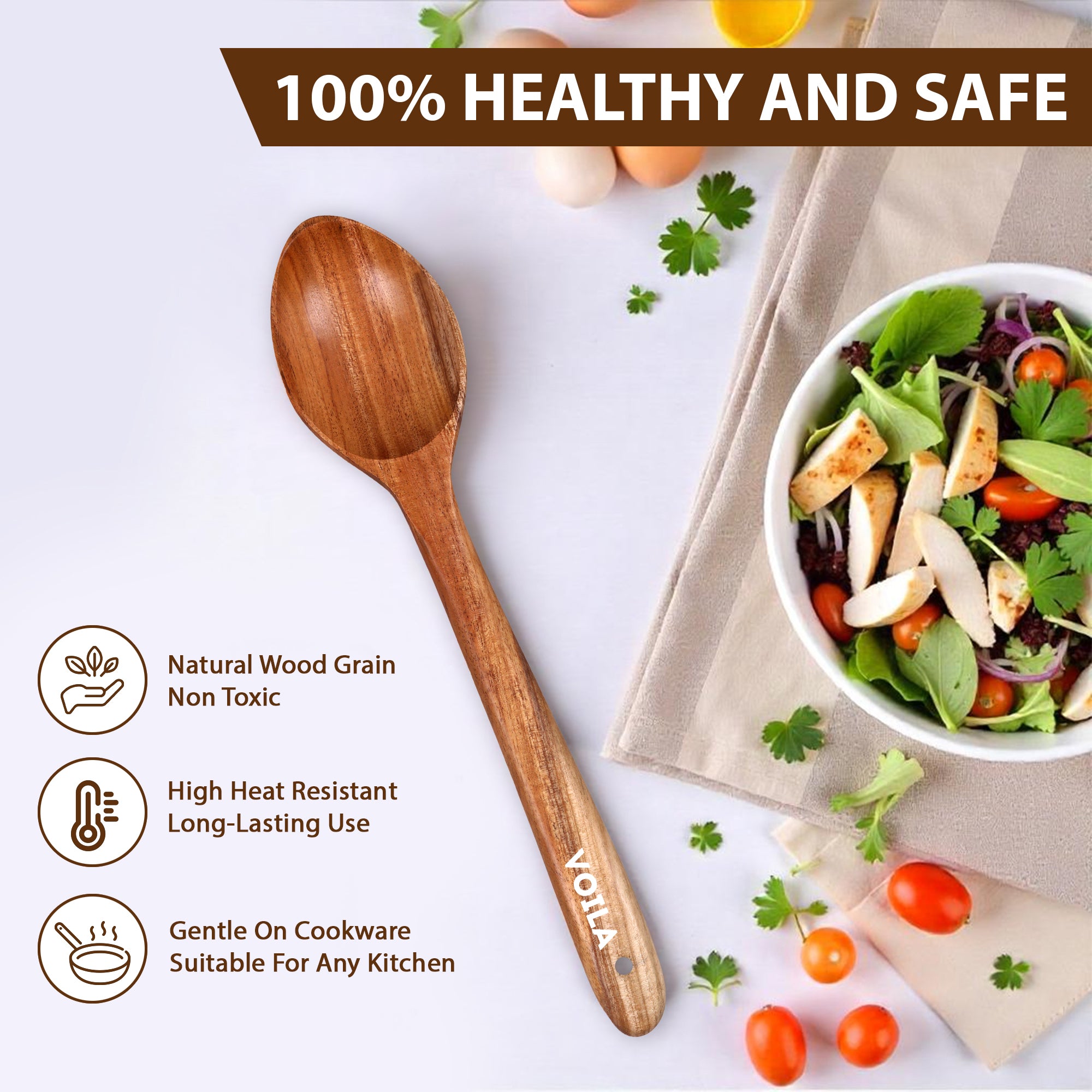 Neem Wood Spatula ,Naturally Antibacterial & Non-Stick Safe for a Sustainable Kitchen