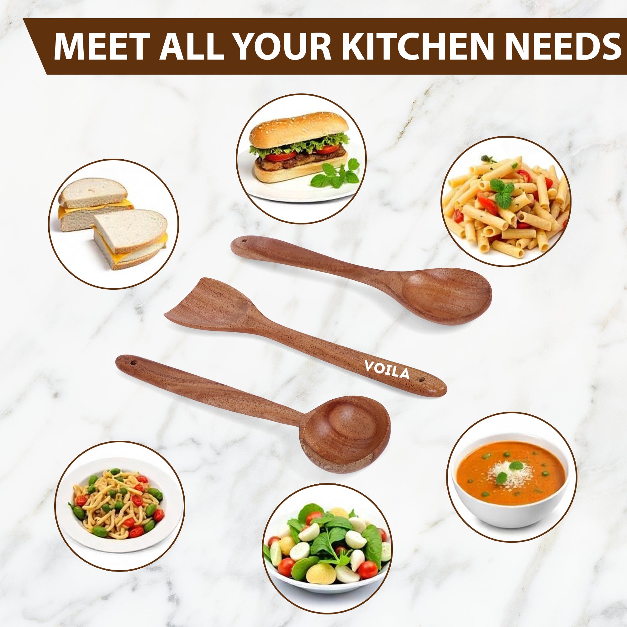 3-Piece Neem Wood Spatula Set –  & Non-Stick Safe Cooking Utensils for a Healthy Kitchen( Scraping Spatula, Wooden Spoon & Soup Spatula)