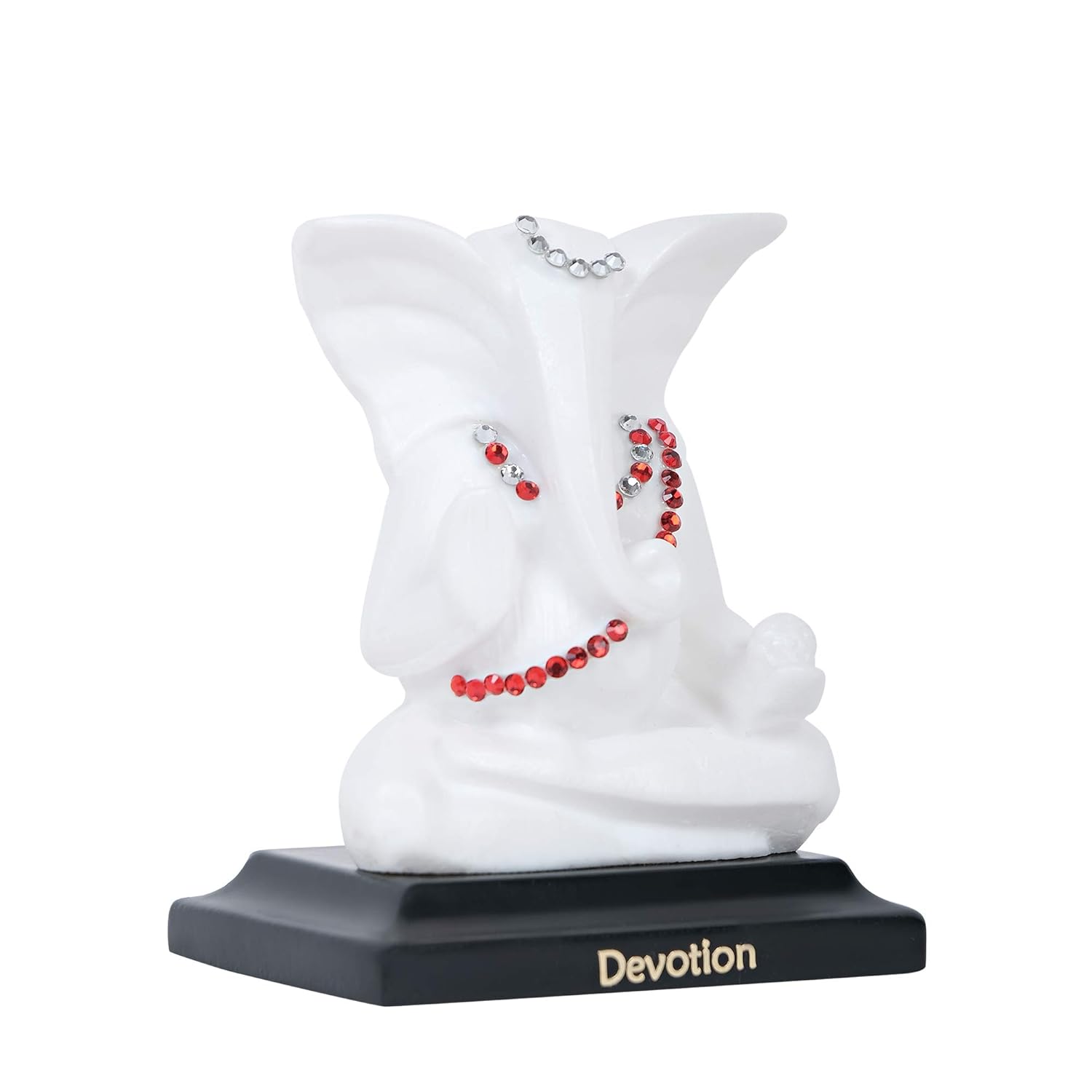 Lord Shree Ganesh Ji Idol || God Statue for Car Dashboard, Mandir and Office table with Poly Marble (White)