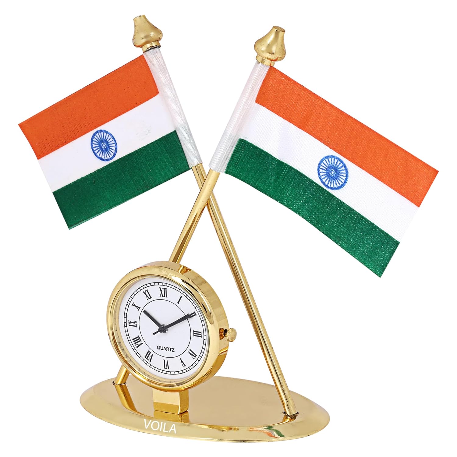 Indian Flag for Vehicle (Car/ Auto/Truck) Dashboard & Office Desk | Brass Metal Stands for National Festival Gifts