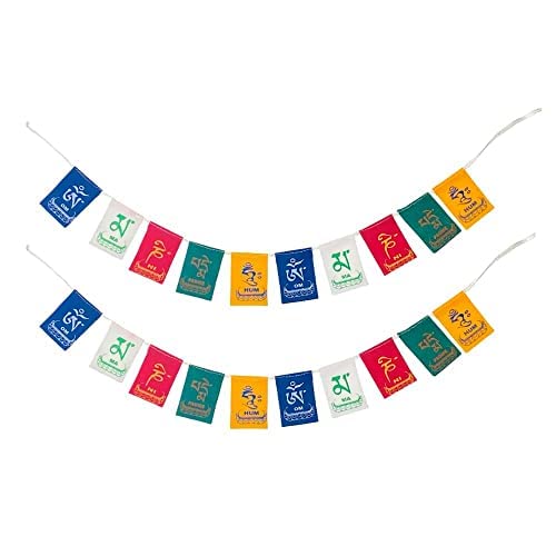 Hanging Tibetan Buddhist Prayer Flags | For Car, Home and Bike (Pack of 2)