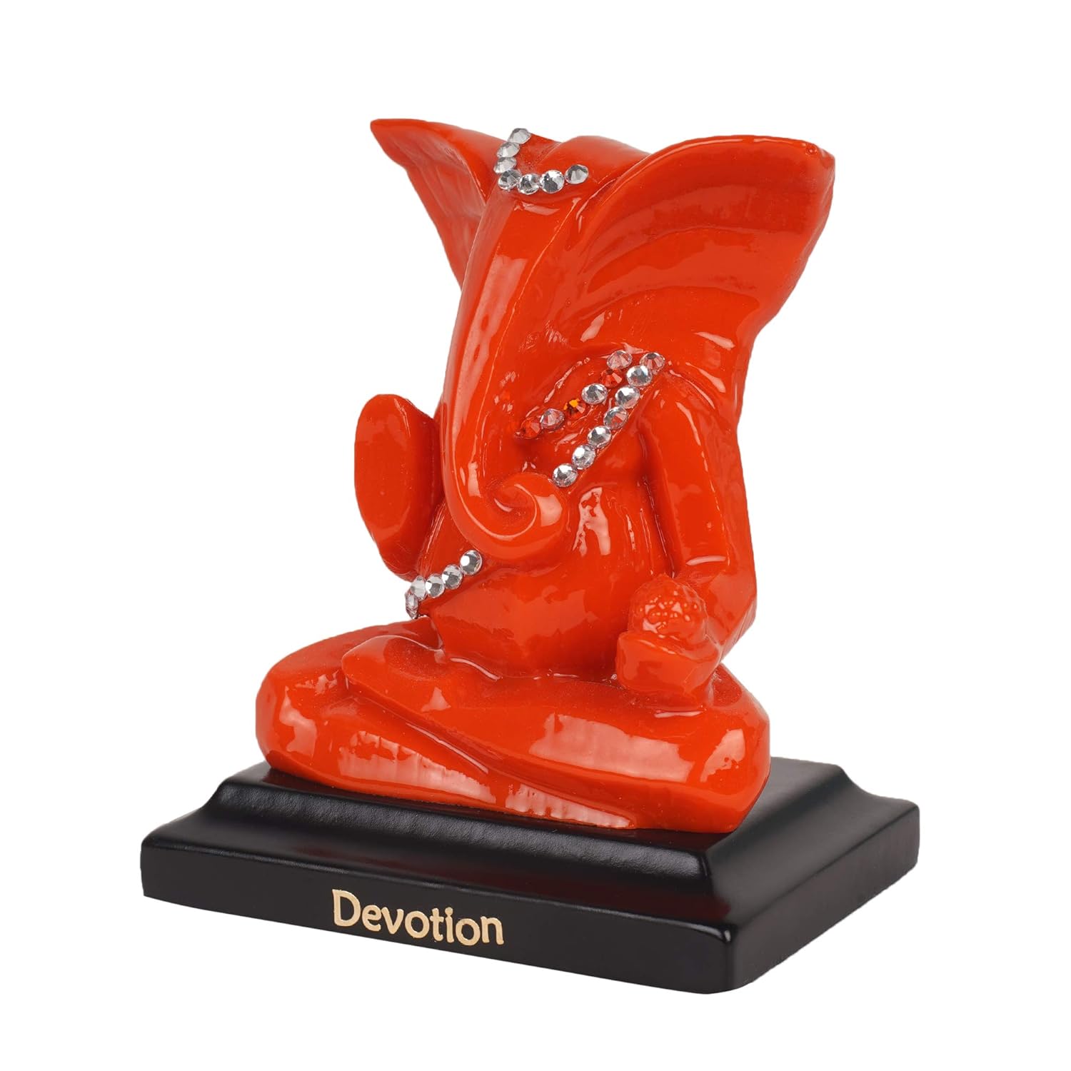 Lord Shree Ganesh Ji Orange Idol || God Statue for Car Dashboard, Mandir and Office table