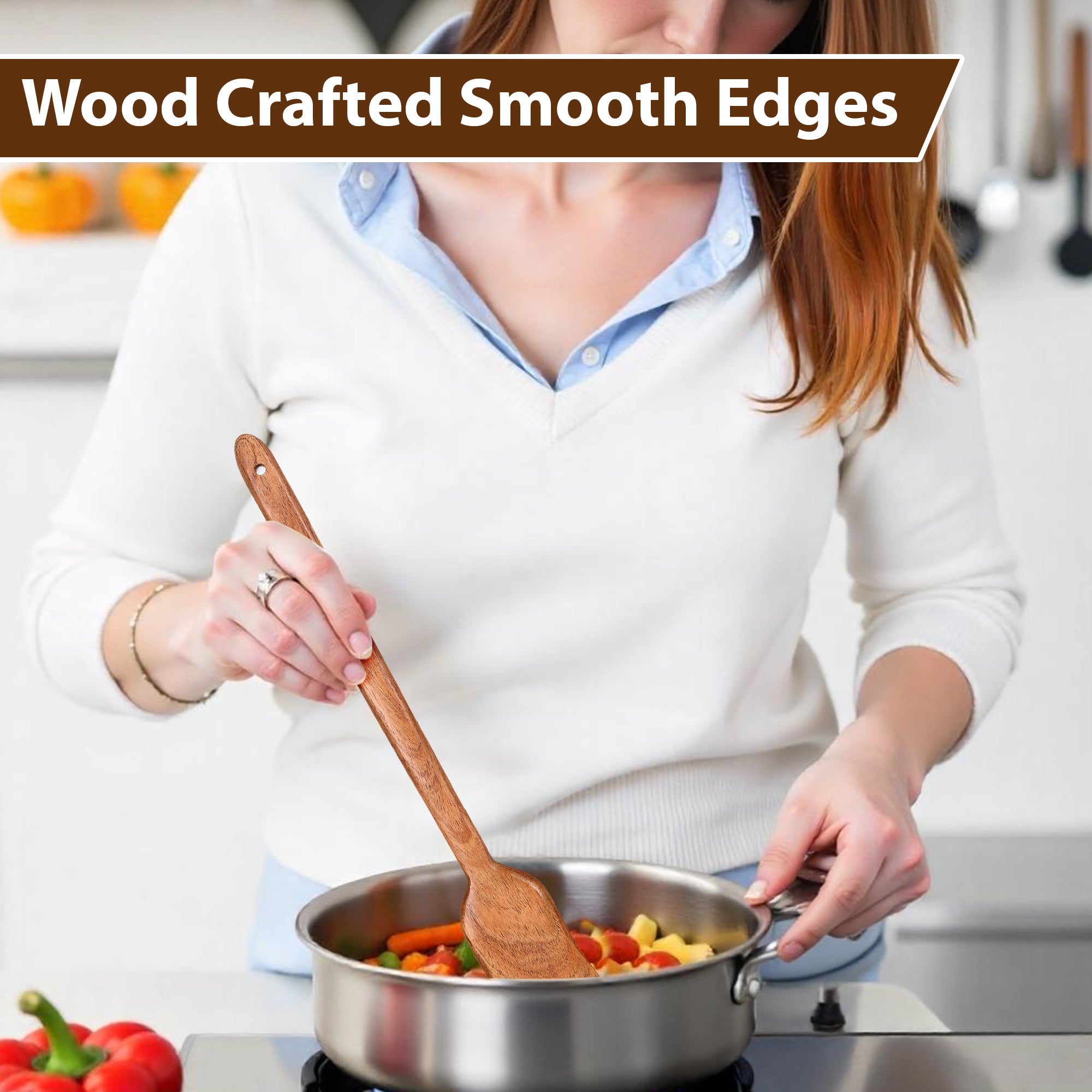 Neem Wood Flat Spatula for Cooking, Scratch-Proof, Cookware safe, Heat resistant ,Stiring-Frying, Mixing & Serving