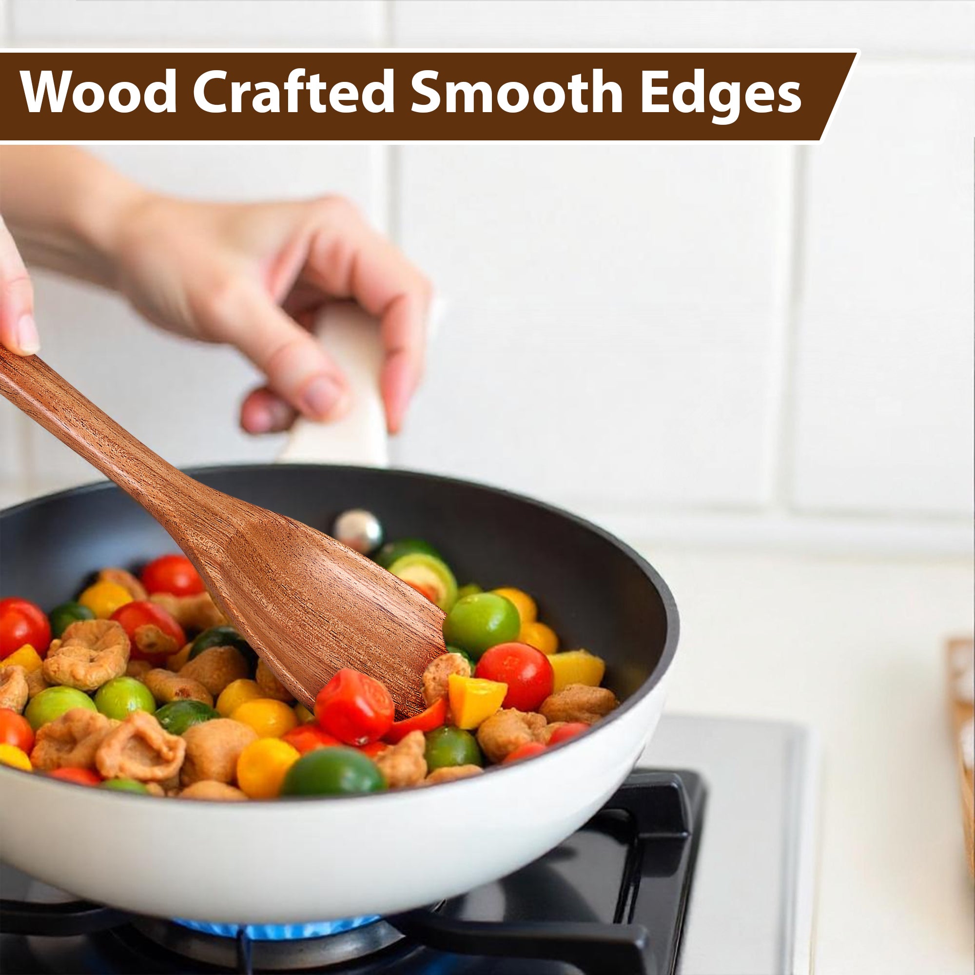 Premium Neem Wood Turner for cooking- Non-Stick Cookware, Utensil for Stir-Frying, Sautéing & Mixing