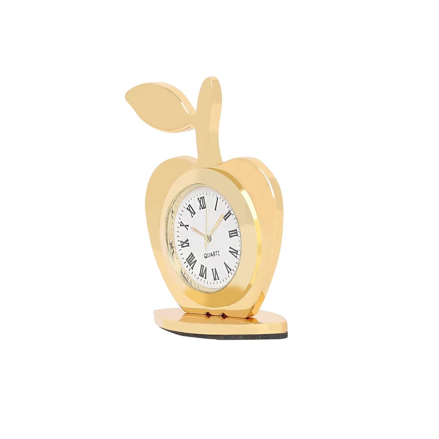 Premium Metal Gold Plated Apple Shape Analog Clock  | for Table Car Dashboard