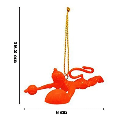 Orange Flying Lord Hanuman Idol || God Idol for Car Hanging, Home and Office Decor