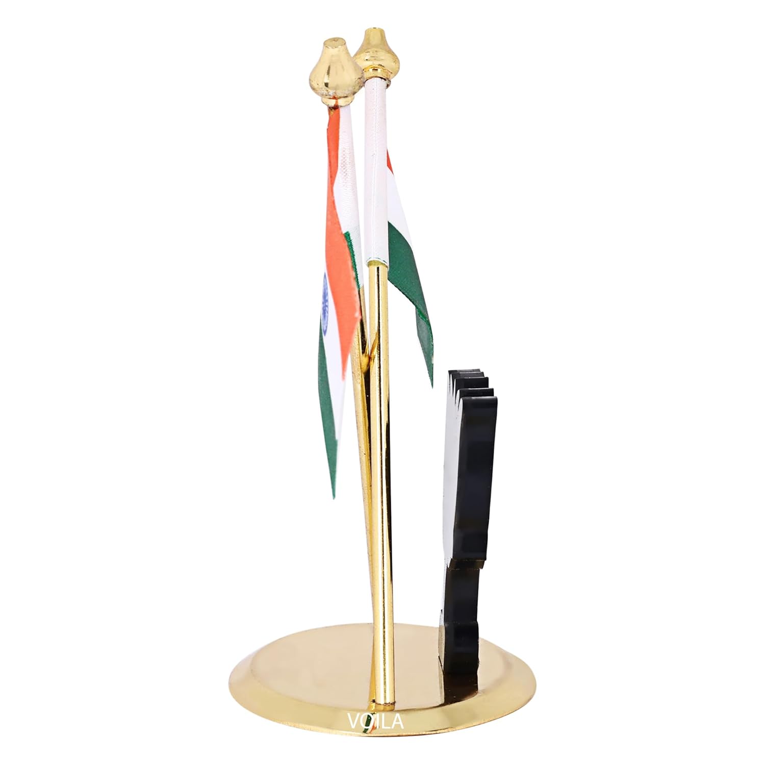 Indian Flag for Vehicle(Auto,Car,Bus,Truck) Dashboard & Office Desk Brass Metal Stand for National Festival Gifts