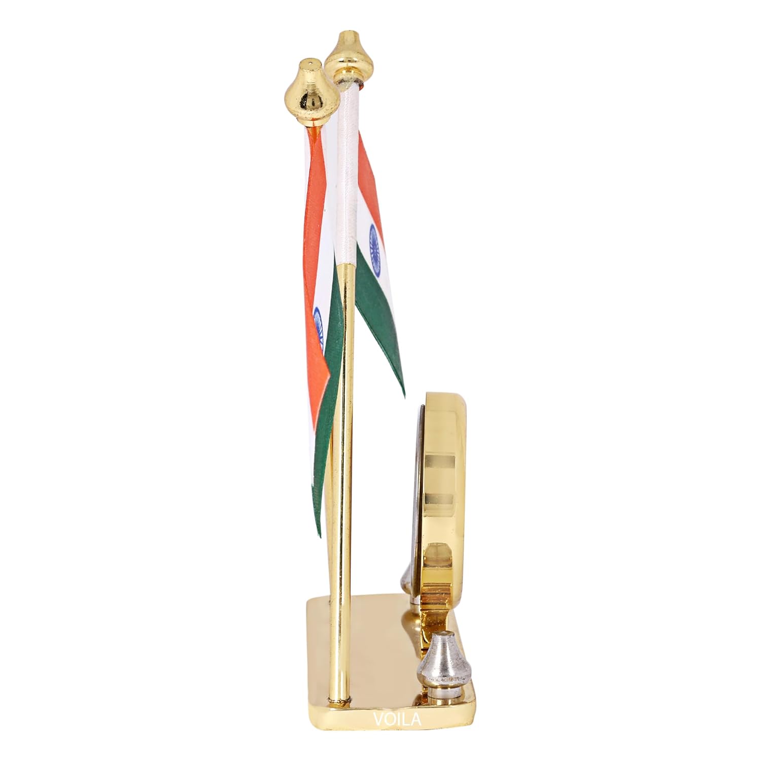 Indian Flag for Vehicle(Auto,Car,Bus,Truck) Dashboard & Office Desk Brass Metal Stands for National Festival Gifts