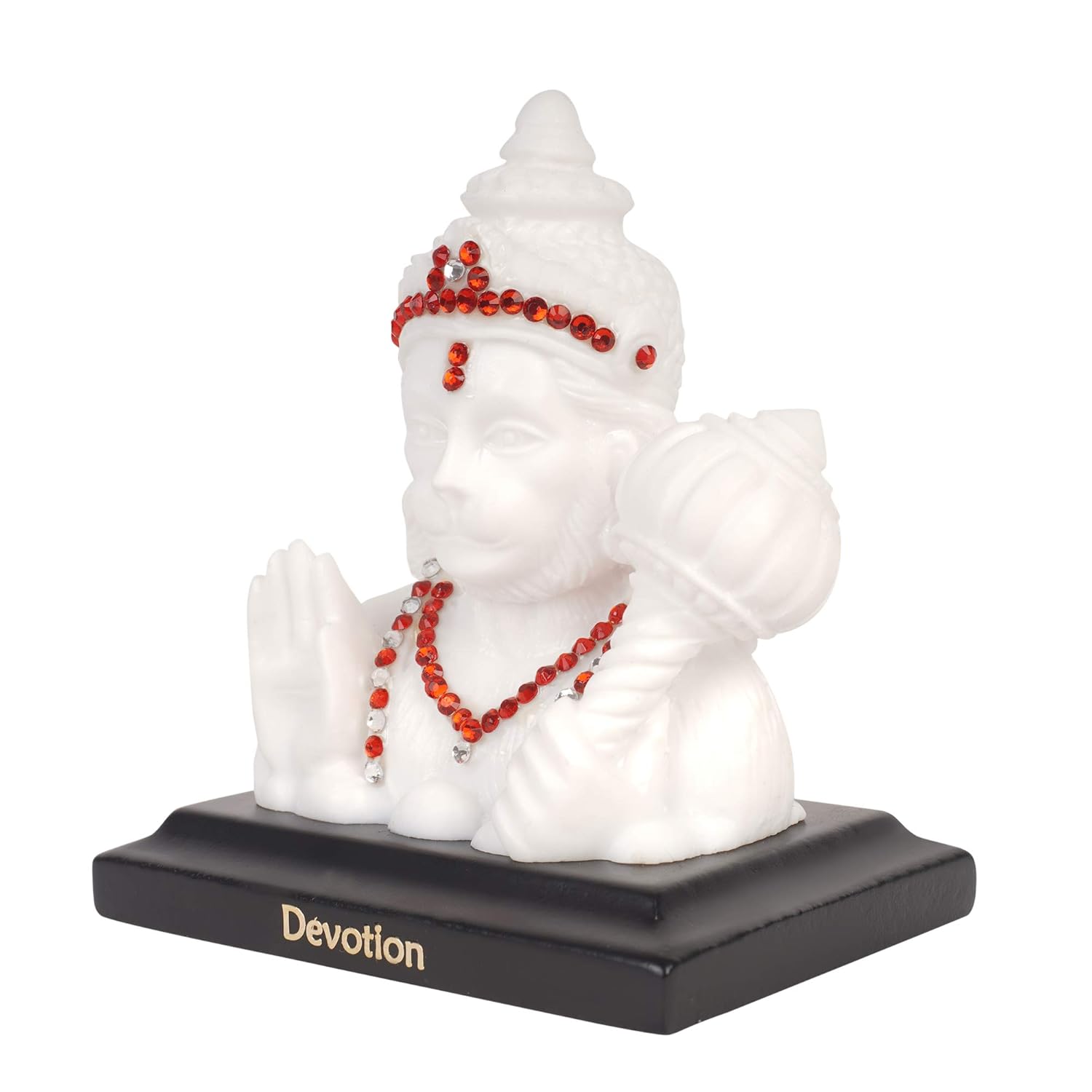 VOILA Lord Shree Hanuman Ji Car Dashboard Idol Poly Marble (White)