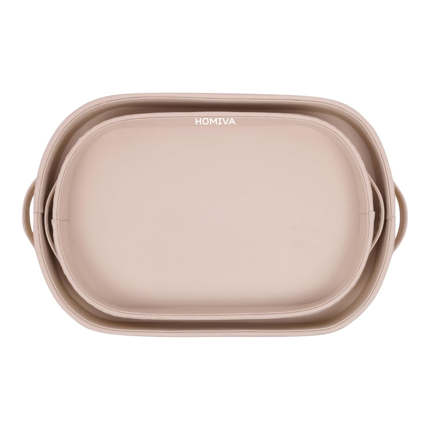 HOMIVA Set of 2 Oval Leatherette Serving Trays – Elegant and Functional for Serving Drinks and Organizing Home & Kitchen