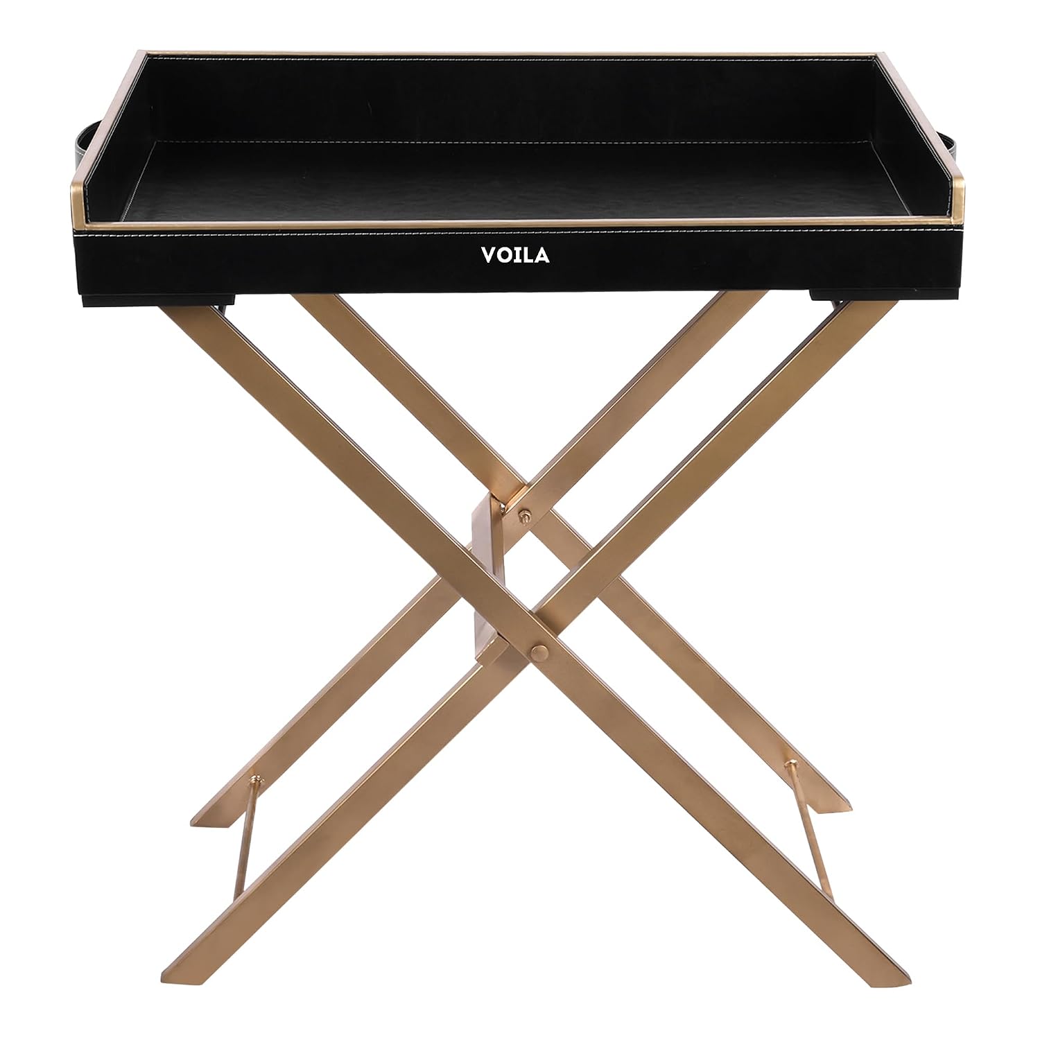 VOILA Premium Leatherette Serving Tray with Sturdy Stand Stylish and Functional for Home Kitchen and Coffee Table