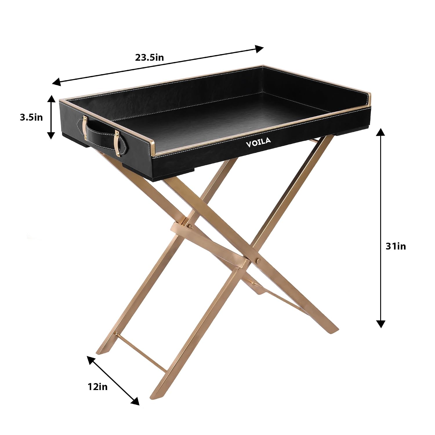 VOILA Premium Leatherette Serving Tray with Sturdy Stand Stylish and Functional for Home Kitchen and Coffee Table