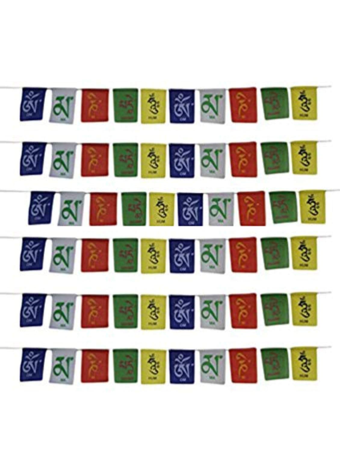 Hanging Tibetan Buddhist Prayer Cotton Flags for Car Motorbike and Home (Pack of 6)