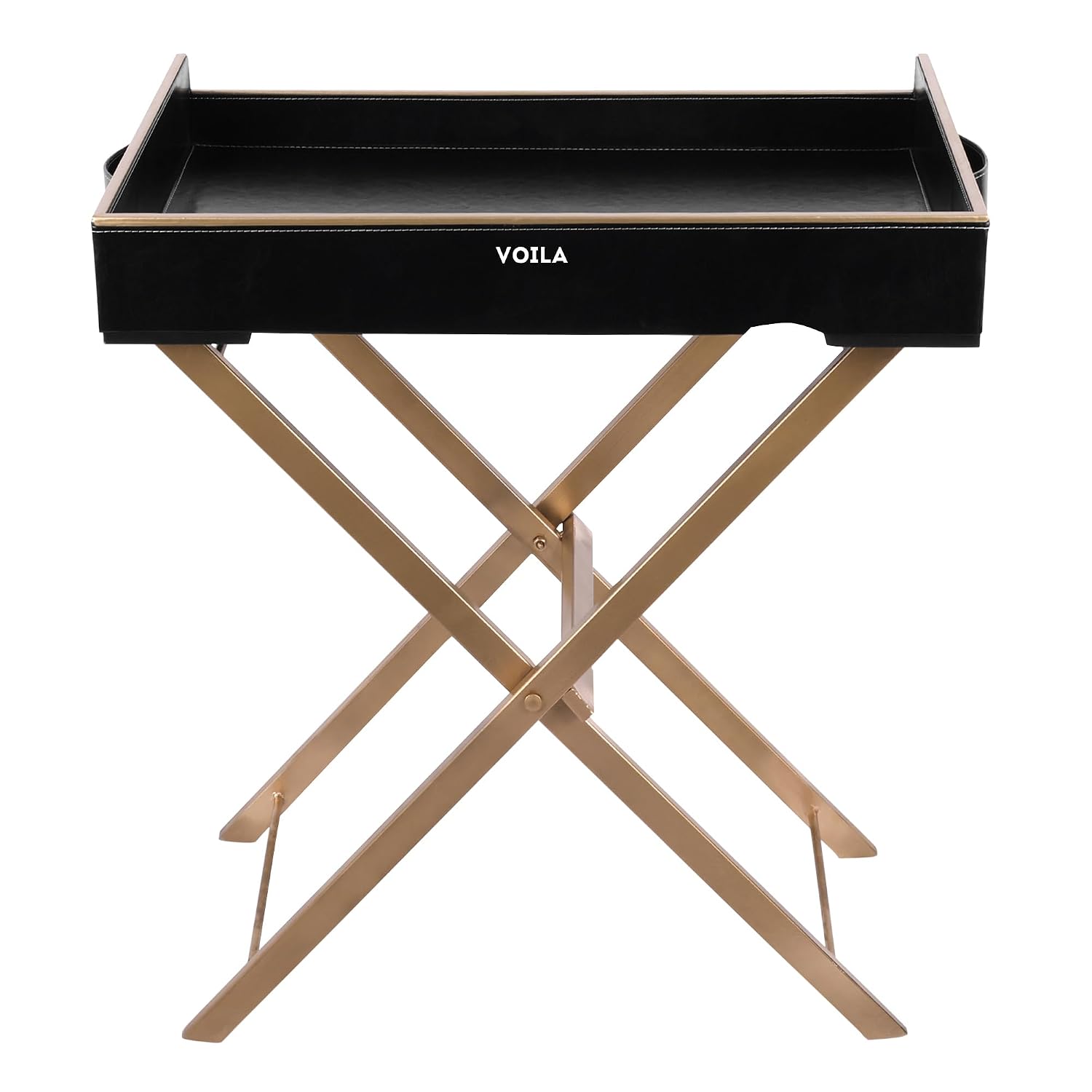 VOILA Premium Leatherette Serving Tray with Sturdy Stand Stylish and Functional for Home Kitchen and Coffee Table