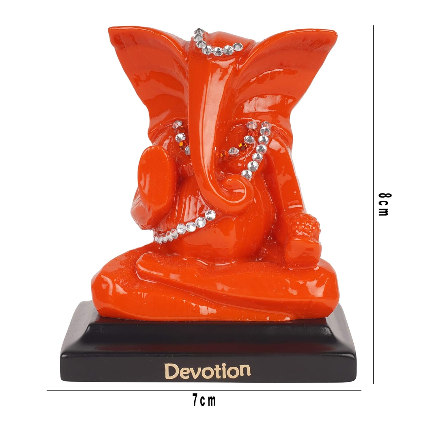 Lord Shree Ganesh Ji Orange Idol || God Statue for Car Dashboard, Mandir and Office table