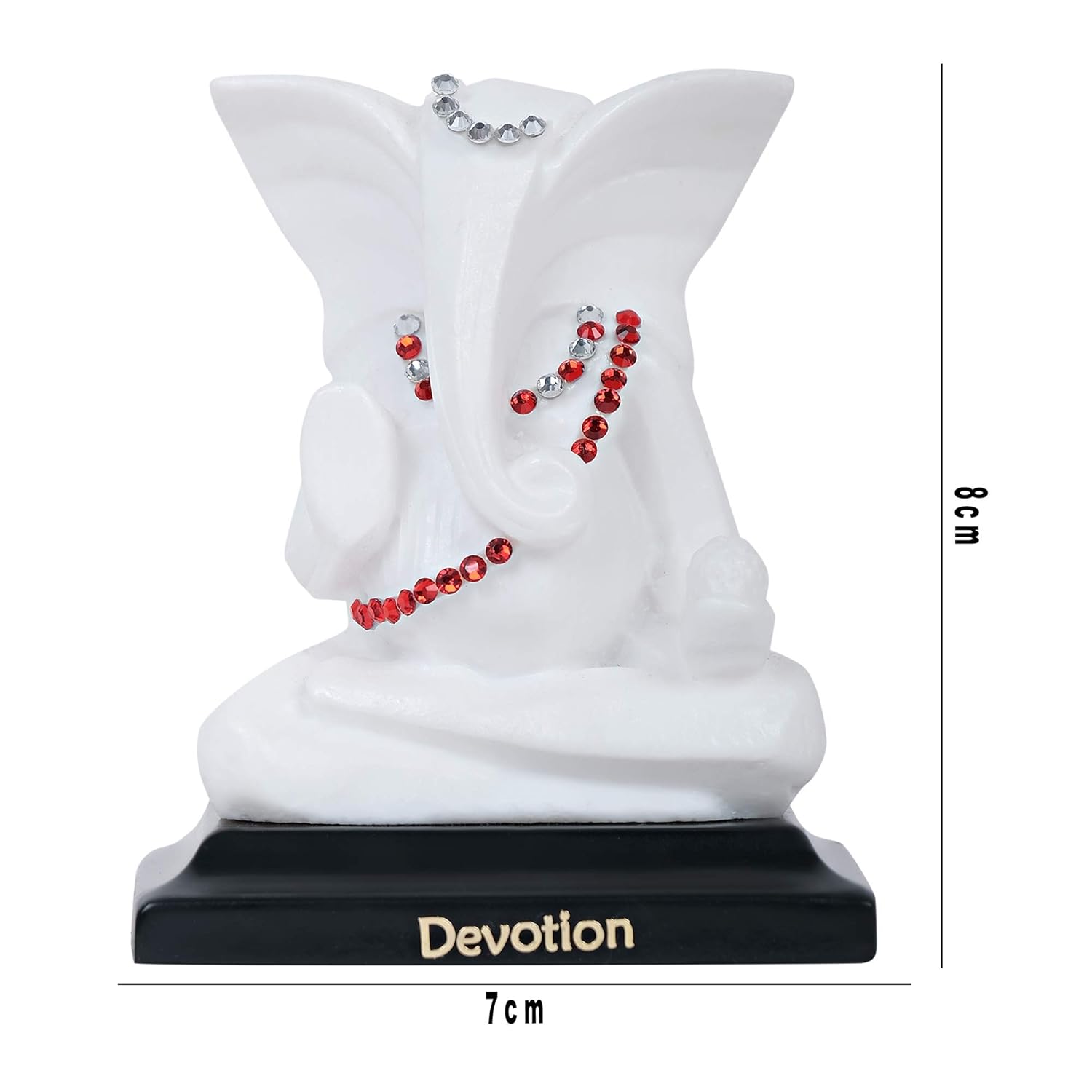 Lord Shree Ganesh Ji Idol || God Statue for Car Dashboard, Mandir and Office table with Poly Marble (White)