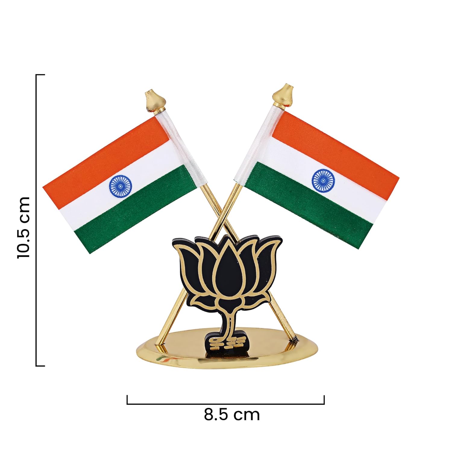 Indian Flag for Vehicle(Auto,Car,Bus,Truck) Dashboard & Office Desk Brass Metal Stand for National Festival Gifts