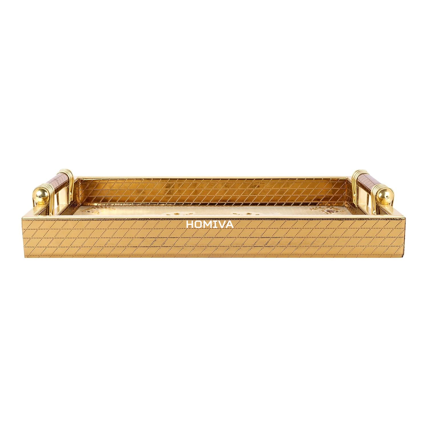 HOMIVA Elegant & Durable Leatherette Tray with Handles – Perfect for Serving Drinks, Snacks, and Organizing Home, Kitchen, and Coffee Table