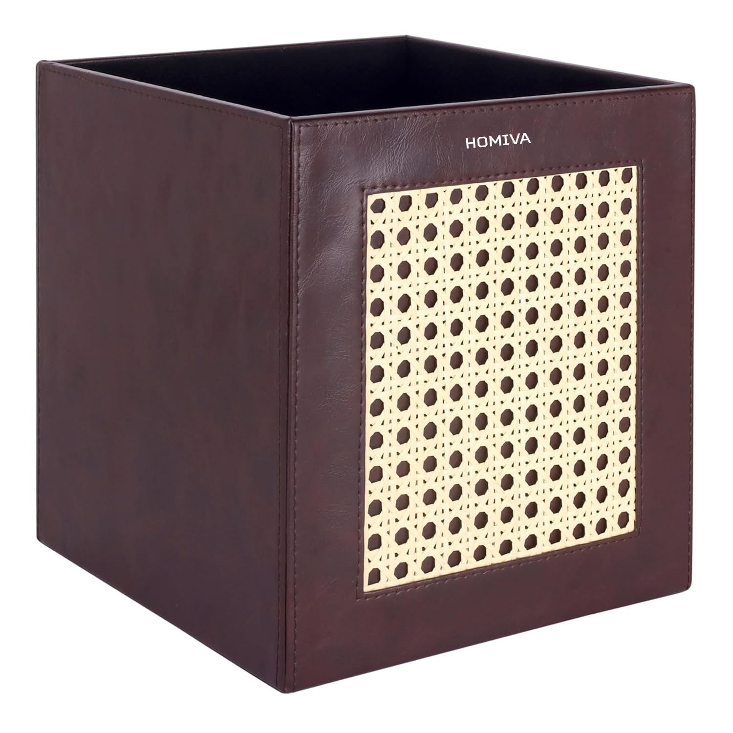 HOMIVA Premium Leatherette Waste Bin Stylish and Durable for Home & Office - Brown