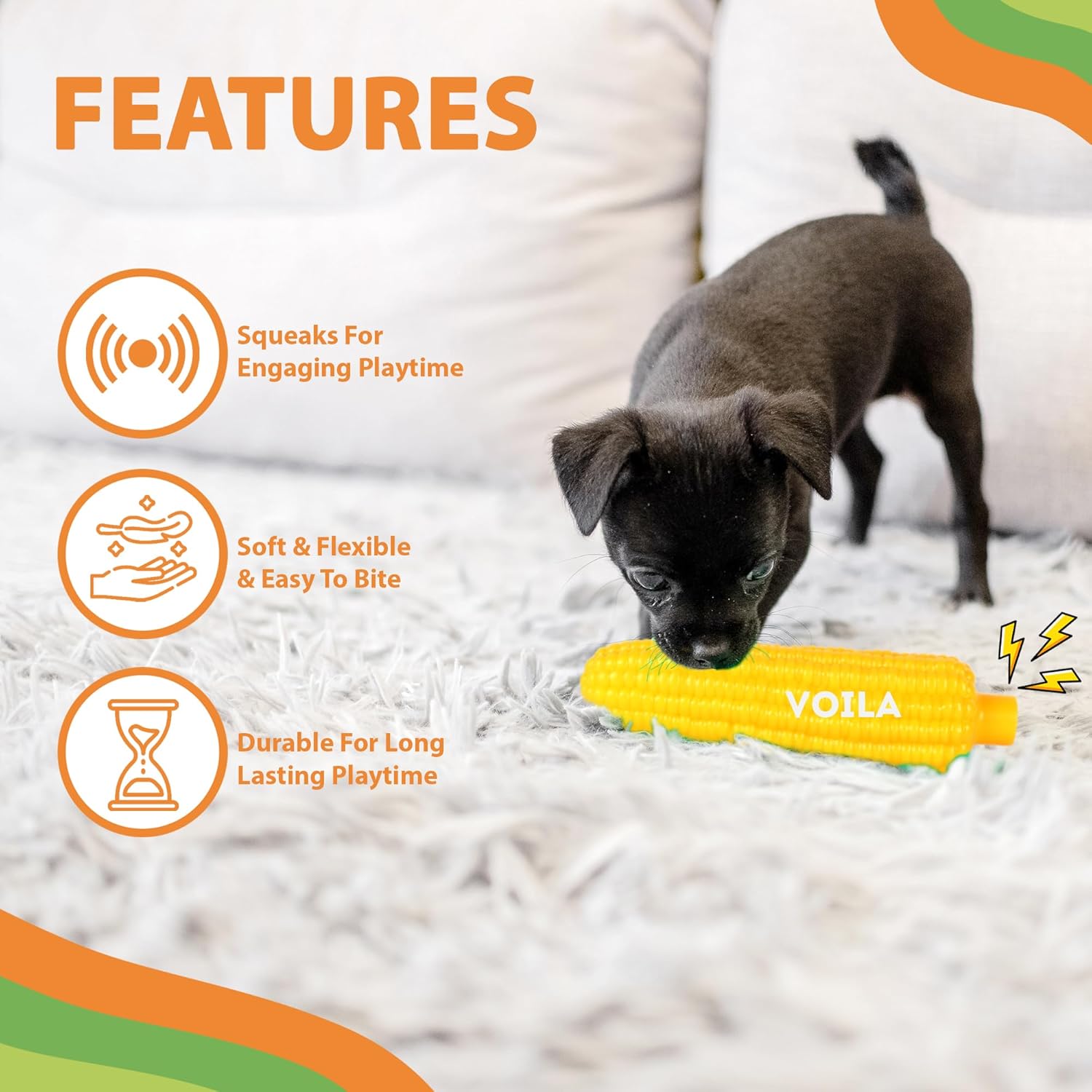 Yellow Corn Shaped Interactive Toy for Dogs || for Small, Medium & Large Dogs