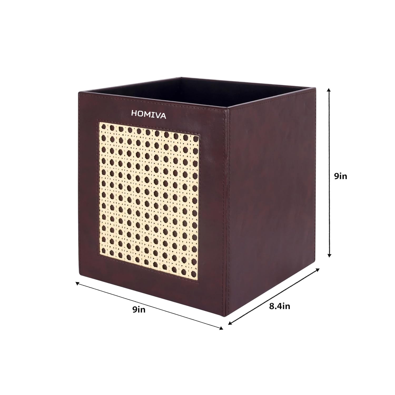 HOMIVA Premium Leatherette Waste Bin Stylish and Durable for Home & Office - Brown