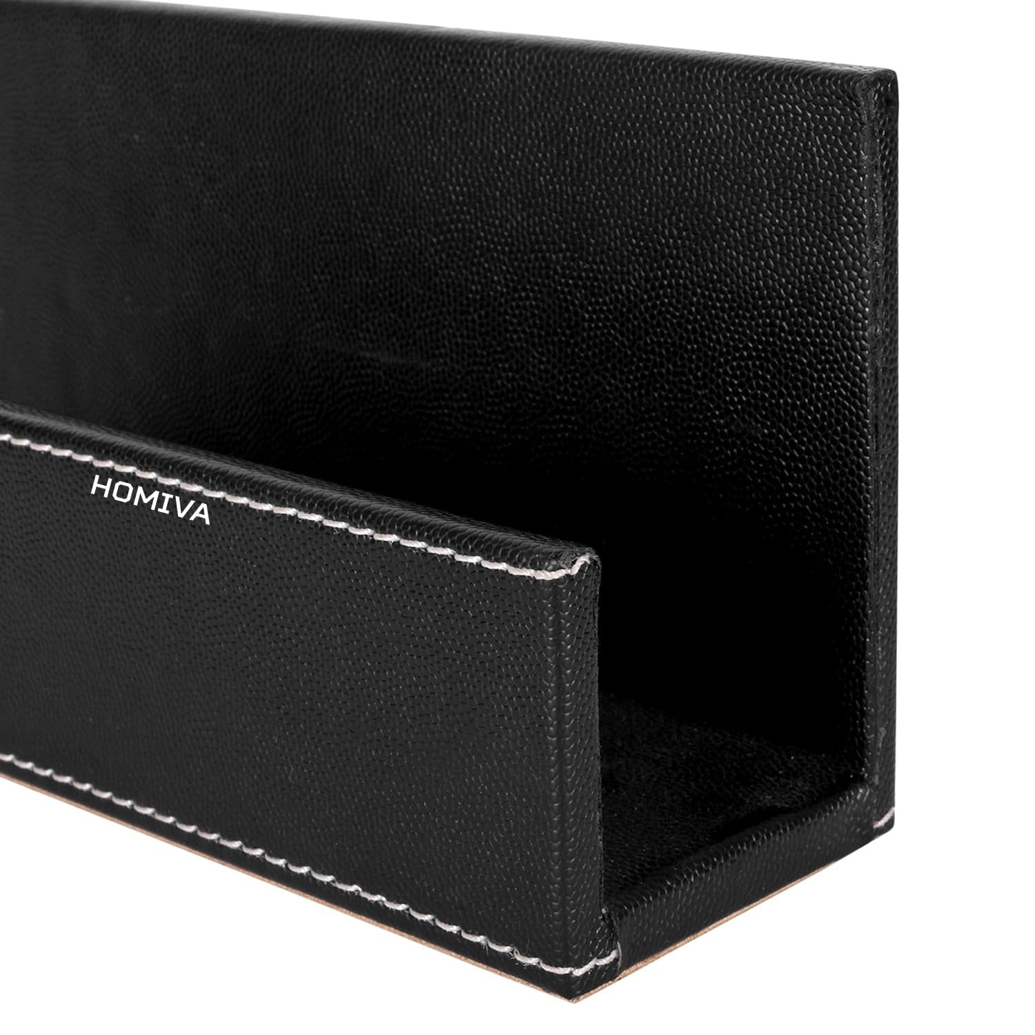 HOMIVA Black Leather Mobile & Calculator Holder – Multipurpose Desk Organizer for Office & Home – Stylish Storage Case