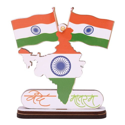 Indian Flag for Car Dashboard, Home Table & Office Desk Flag with Vande Matram Logo Designs