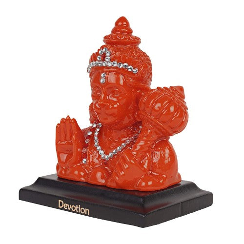 Orange Color Lord Hanuman Idol || God Statue for Car Dashboard, Mandir and Office Table