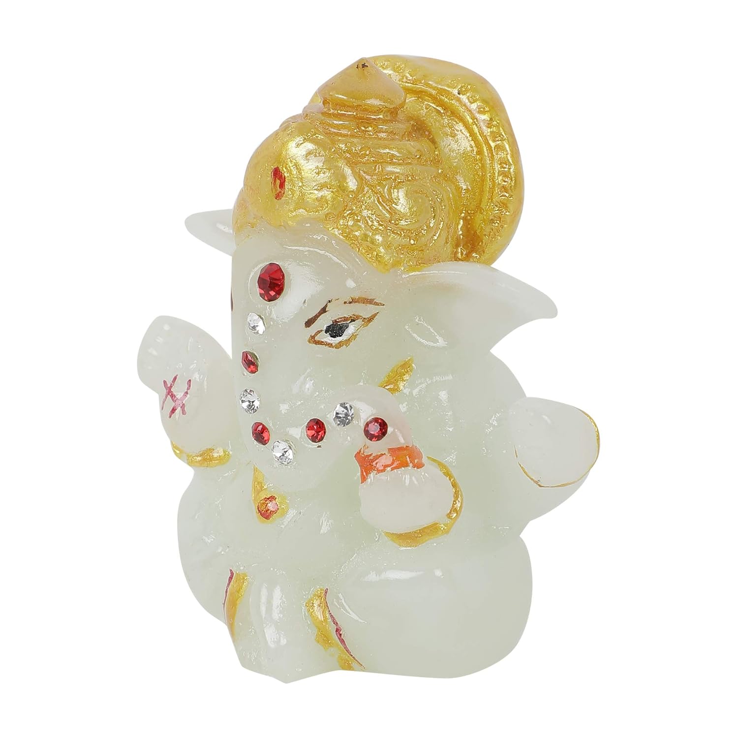 Ganesha Statue (White) |God Statue for Vehicle(Auto/Car/BUS /Truck) Dashboard, Mandir & Office table