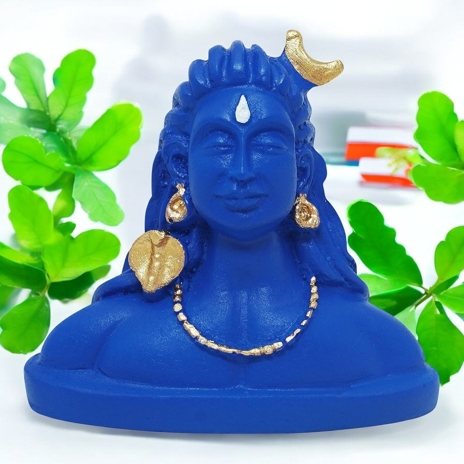 Lord Adiyogi Shiva Blue Idol | Statue Mahadev for Car Dashboard, Mandir and Office Decor Showpiece