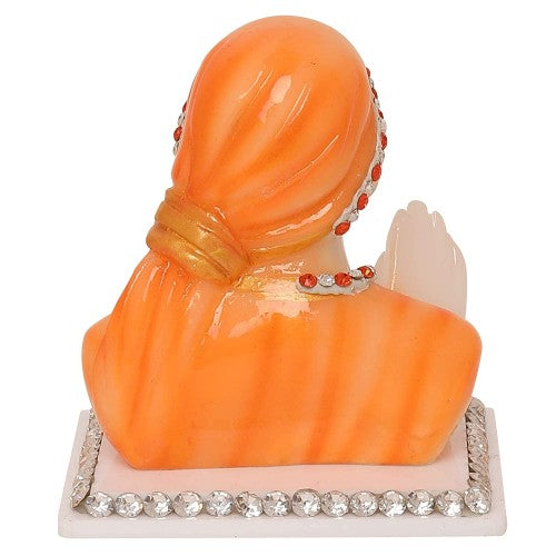 Shirdi Sai Baba Orange Idol | God Statue for Car Dashboard & Home Decor