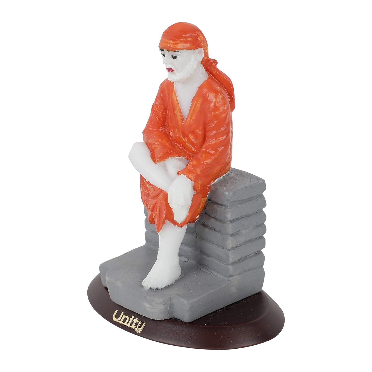 Shirdi Sai Baba Statue (Orange) |God Statue for Vehicle(Auto/Car/Bus/Truck) Dashboard, Mandir & Office table