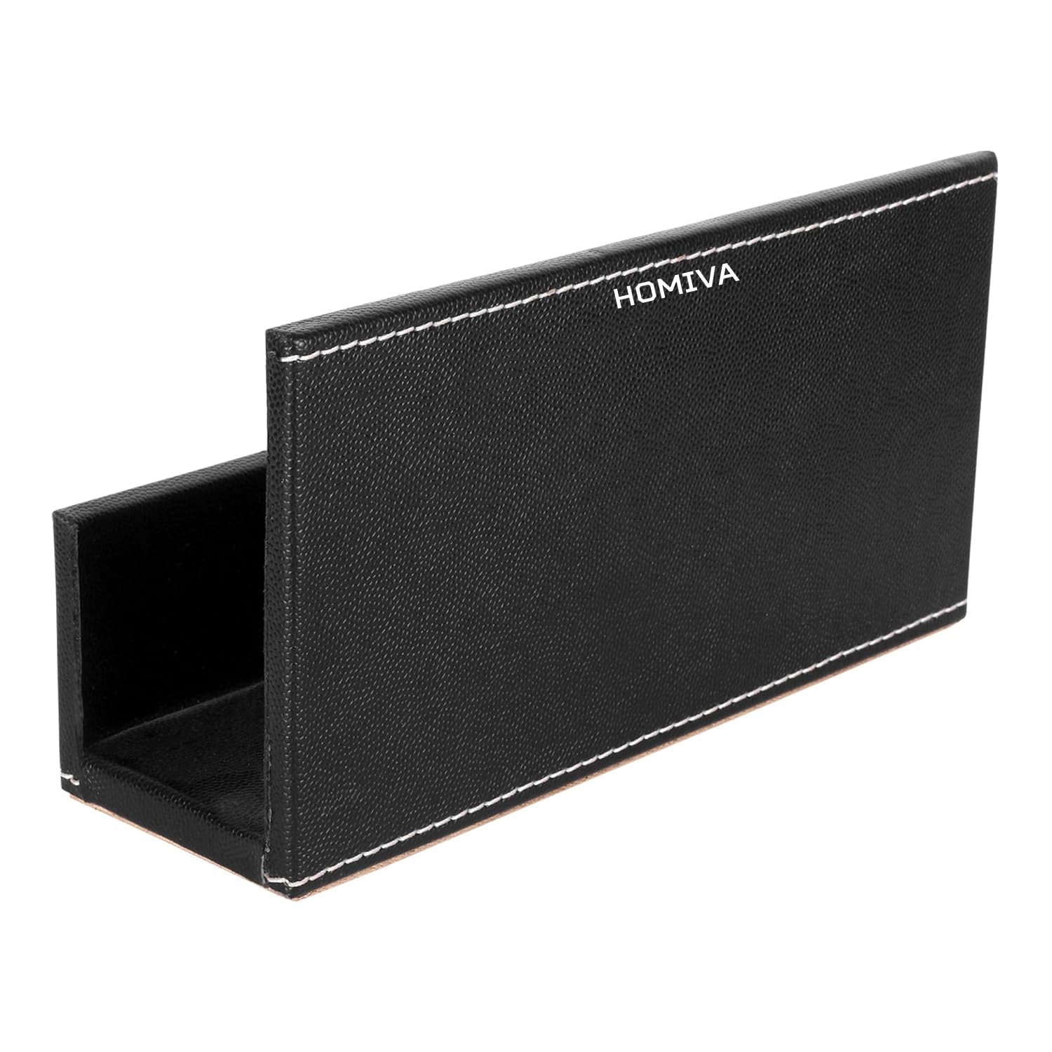 HOMIVA Black Leather Mobile & Calculator Holder – Multipurpose Desk Organizer for Office & Home – Stylish Storage Case