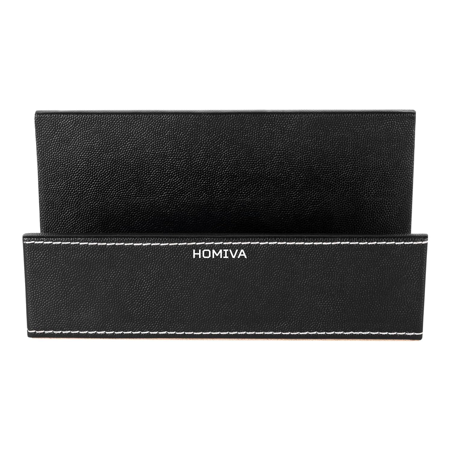 HOMIVA Black Leather Mobile & Calculator Holder – Multipurpose Desk Organizer for Office & Home – Stylish Storage Case